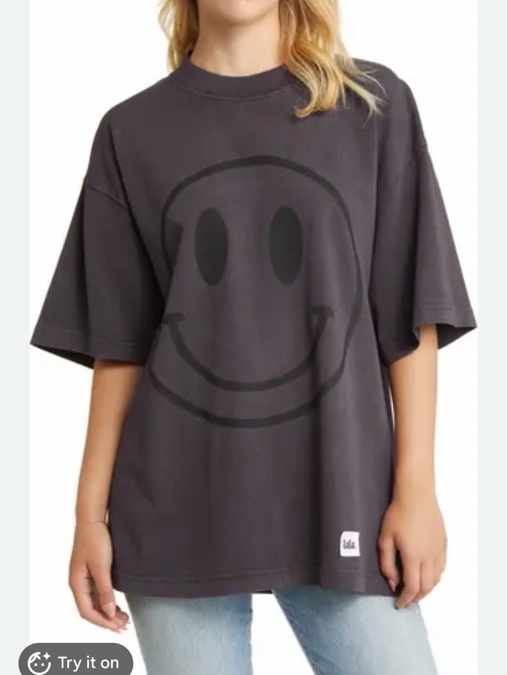 Dressed in LalaCharcoal Smiley Graphic Kids Tee